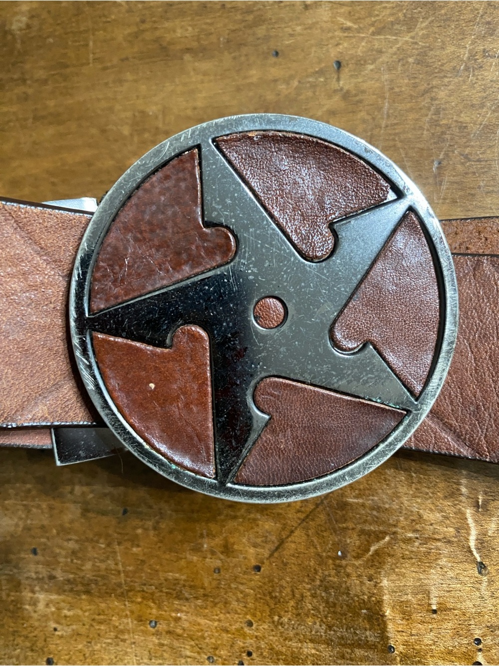 BMX Under Ground Products Men's Brown Leather Belt with UGP emblem buckle  BMX
